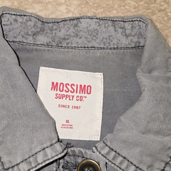 Mossimo Supply Co Denim Jacket XL Patches Button Front Casual Vintage Looks - Picture 5 of 10